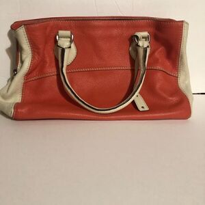 Arbo Handbag coral and cream leather summer satchel.